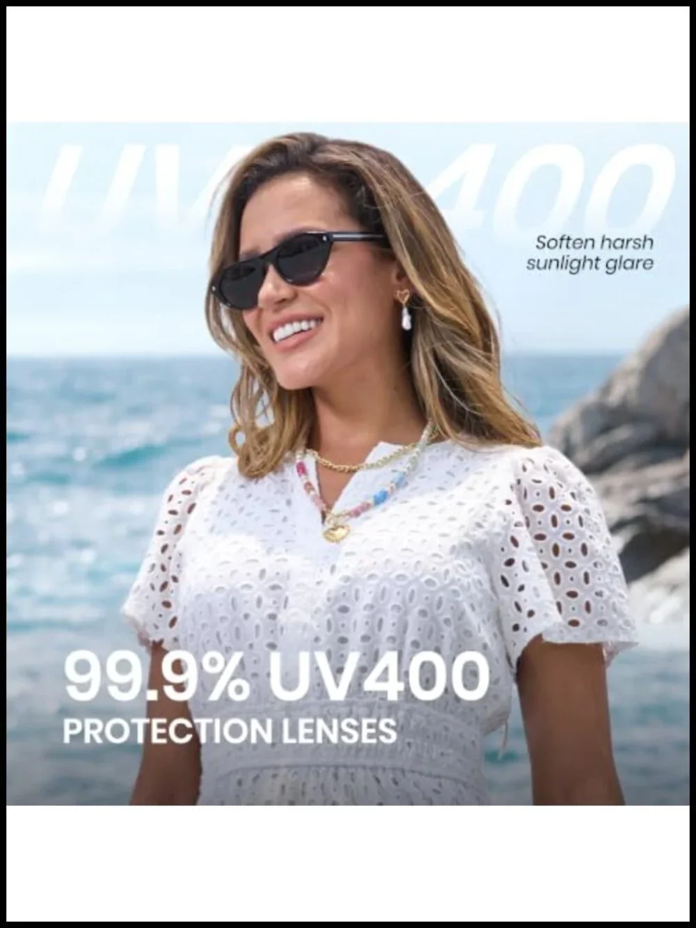Retro Oval Cat Eye Sunglasses UV400 Protection Lightweight for Travel